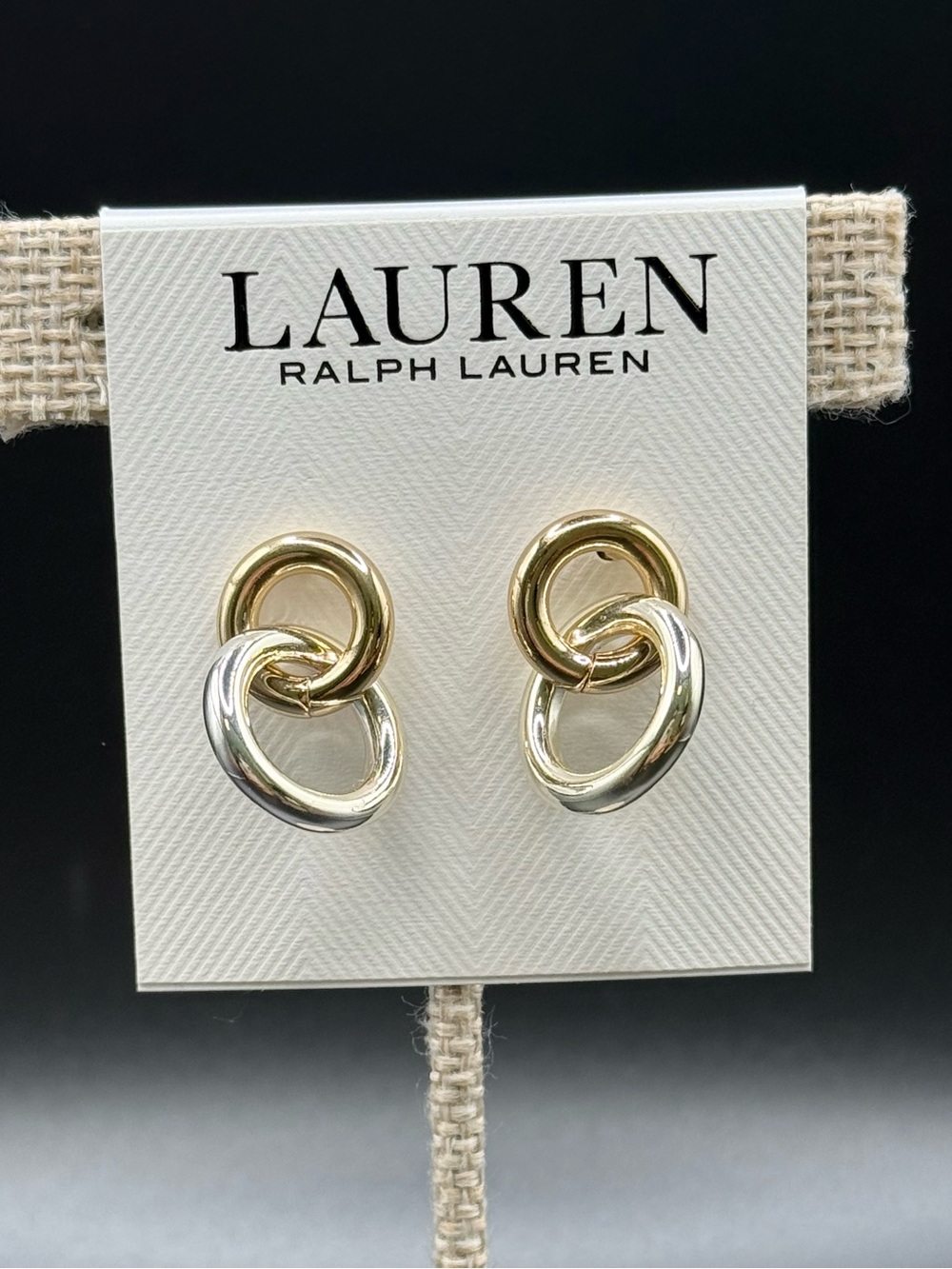 Lauren Ralph Lauren Two Tone Circle Link Drop Earrings, Silver/Gold - Picture 3 of 6